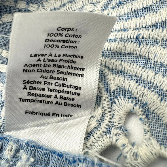 TALBOTS Women's 2X Light Blue White Floral Embroidered Eyelet Cotton Tunic Top - Picture 6 of 8